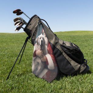 Anatolischer Hirtenhund mit Weihnachtsmann Weihnac Golfhandtuch