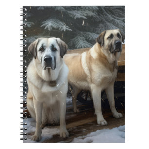 Anatolischer Hirtenhund Schnee-Schlitten Weihnacht Notizblock