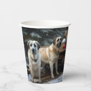 Anatolischer Hirtenhund Schnee Schlitten Weihnacht Pappbecher