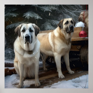 Anatolischer Hirtenhund Schnee-Schlitten Weihnacht Poster