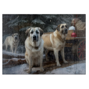 Anatolischer Hirtenhund Schnee Schlitten Weihnacht Schneidebrett