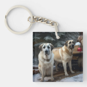 Anatolischer Hirtenhund Schneebedeckter Schlitten Schlüsselanhänger