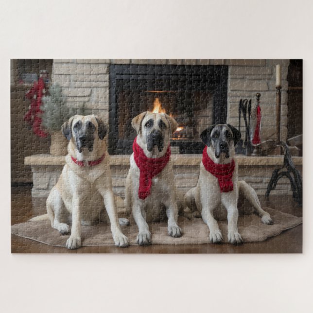 Anatolischer Schäferhund am Feuerplatz Weihnachten (Horizontal)
