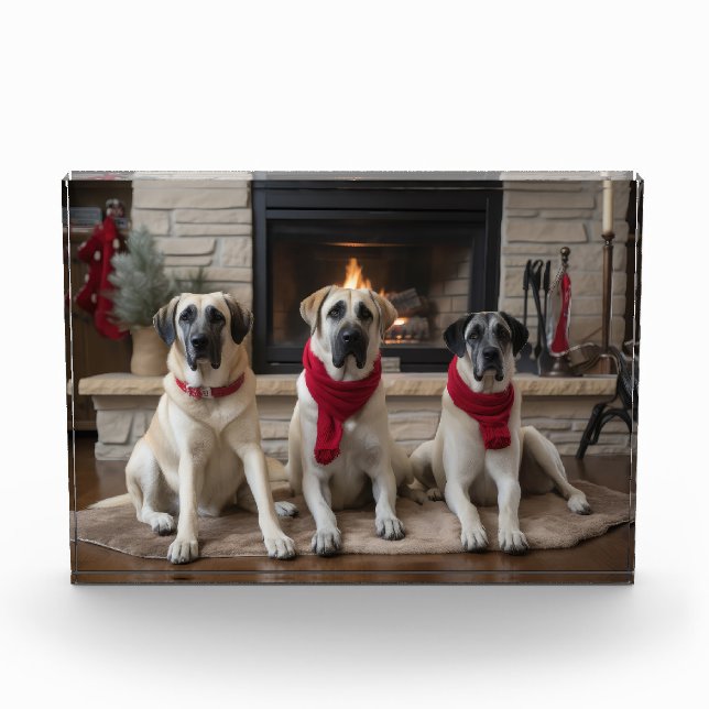 Anatolischer Schäferhund am Feuerplatz Weihnachten Fotoblock (Vorderseite)