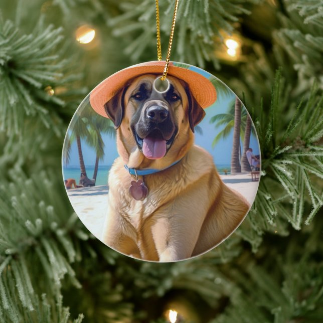 Anatolischer Schäferhund am Strand, Hundeliebhaber Keramik Ornament (Baum)