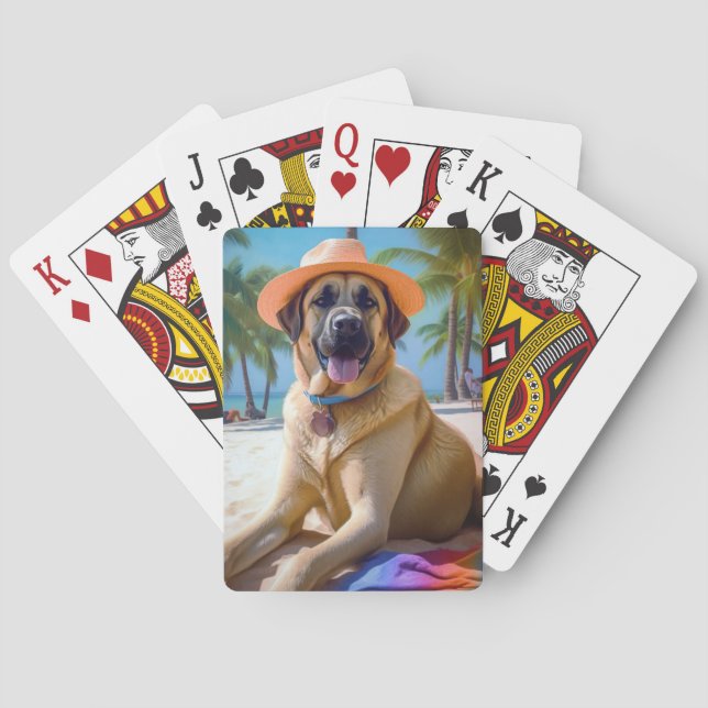Anatolischer Schäferhund am Strand, Hundeliebhaber Spielkarten (Rückseite)