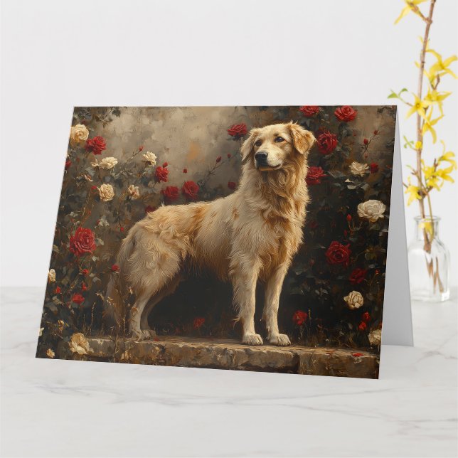 Anatolischer Schäferhund im Rose Garden - Serene R Karte (Gelbe Blume)