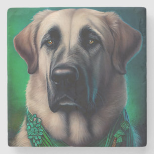 Anatolischer Schäferhund im St. Patrick's Day Klei Steinuntersetzer