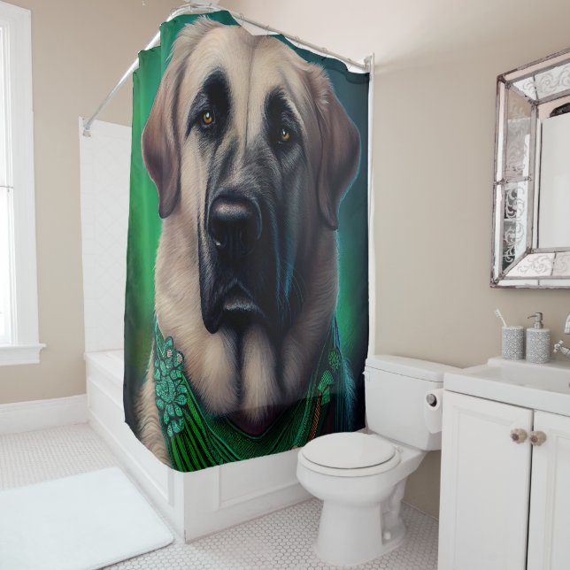 Anatolischer Schäferhund in St. Patrick's Day Dres Duschvorhang (Beispiel)