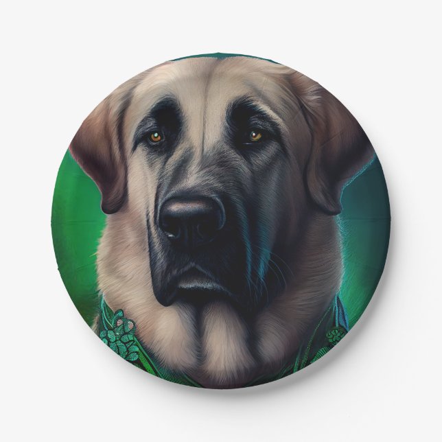 Anatolischer Schäferhund in St. Patrick's Day Dres Pappteller (Vorderseite)
