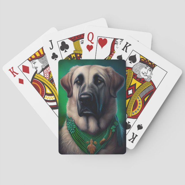 Anatolischer Schäferhund in St. Patrick's Day Dres Spielkarten (Rückseite)
