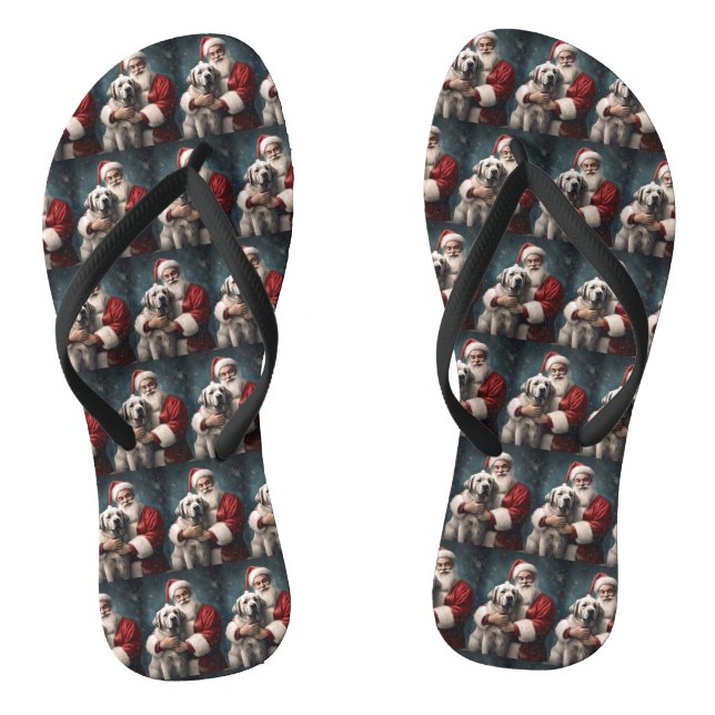 Anatolischer Schäferhund mit Weihnachten des Weihn Flip Flops (Fußbett)