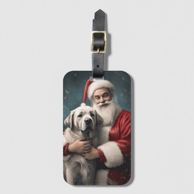 Anatolischer Schäferhund mit Weihnachten des Weihn Gepäckanhänger (Vorderseite Vertikal)