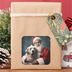 Anatolischer Schäferhund mit Weihnachten des Weihn Quadratischer Aufkleber