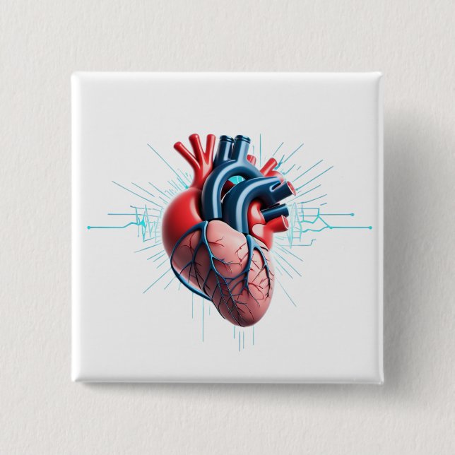 Anatomical Heart - Artistic Medical Abbildung Button (Vorderseite)