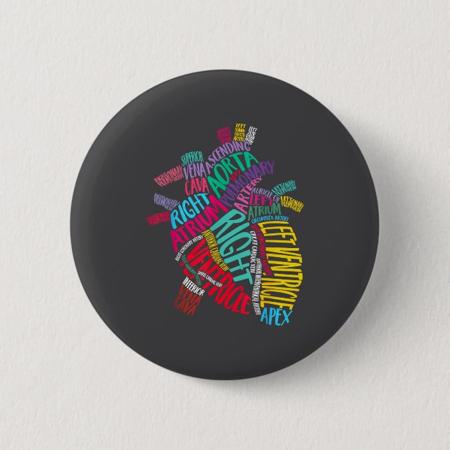 Anatomical Heart Design Cardiac Cardiovascular Icu Button (Vorderseite)