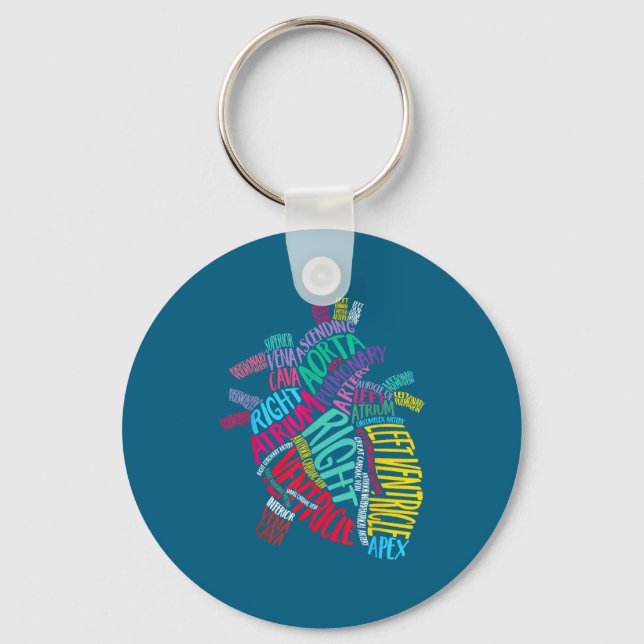 Anatomical Heart Design Cardiac Cardiovascular Icu Schlüsselanhänger (Vorderseite)
