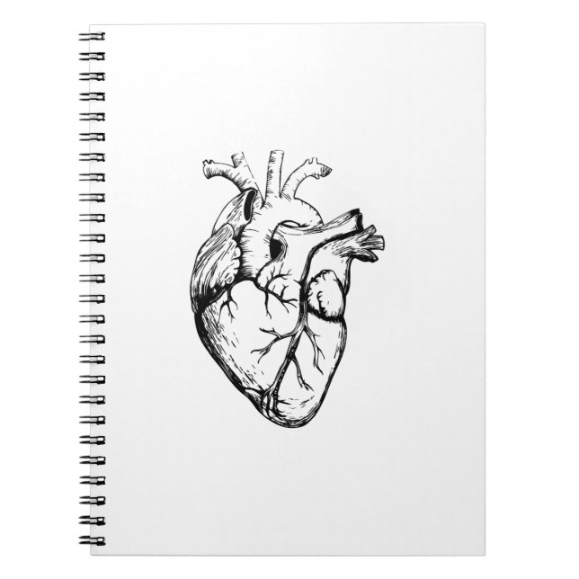 Anatomical Heart Vintage Line Art Notizblock (Vorderseite)