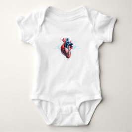 Anatomical Heart with EKG - Medical Art Design Baby Strampler