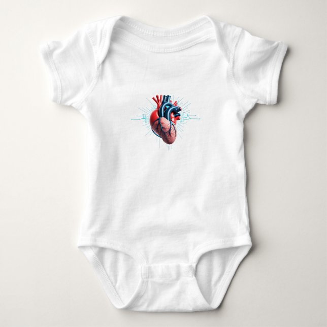 Anatomical Heart with EKG - Medical Art Design Baby Strampler (Vorderseite)