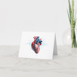 Anatomical Heart with EKG - Medical Art Design Dankeskarte
