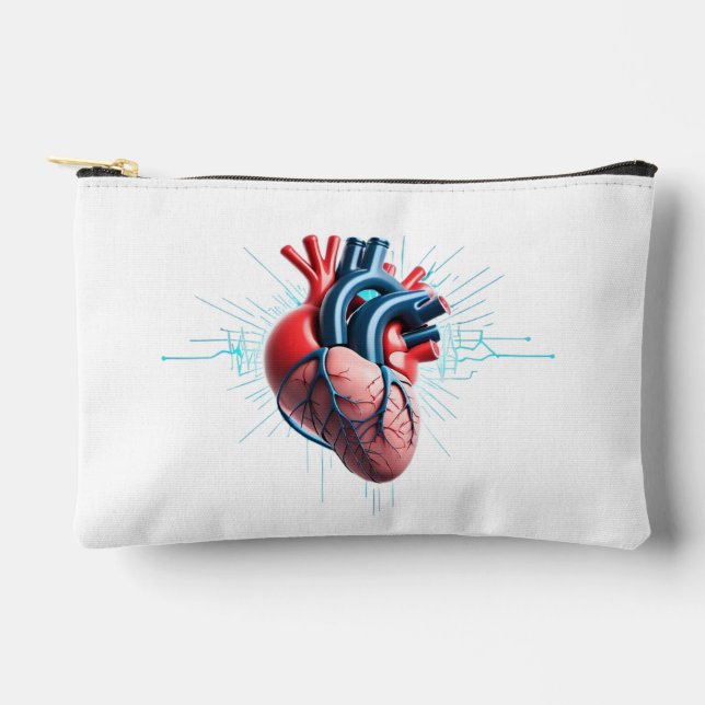Anatomical Heart with EKG - Medical Art Design Zubehörtasche (Vorderseite)