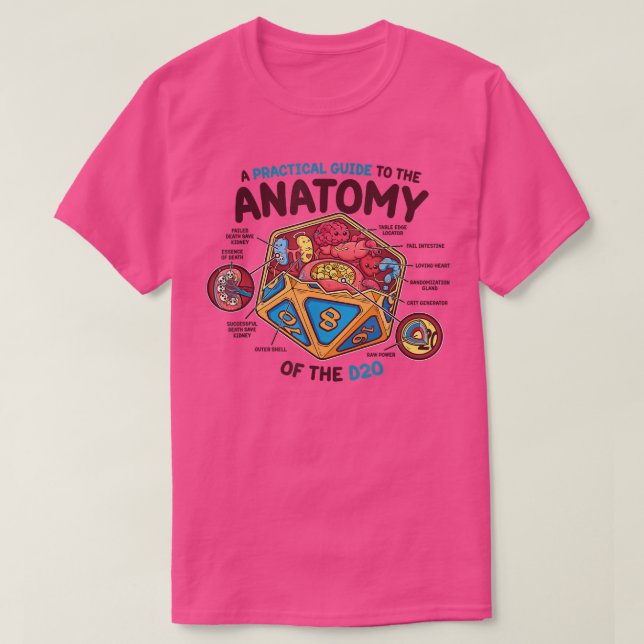 Anatomie der D20 Polyhedral 20 Sided Dice Funny  T-Shirt (Design vorne)