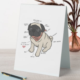 Anatomie der Hundekarte des Mops Tischaufsteller