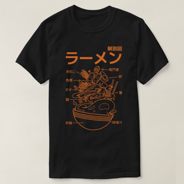 Anatomie der japanischen Ramen - orange T-Shirt (Design vorne)