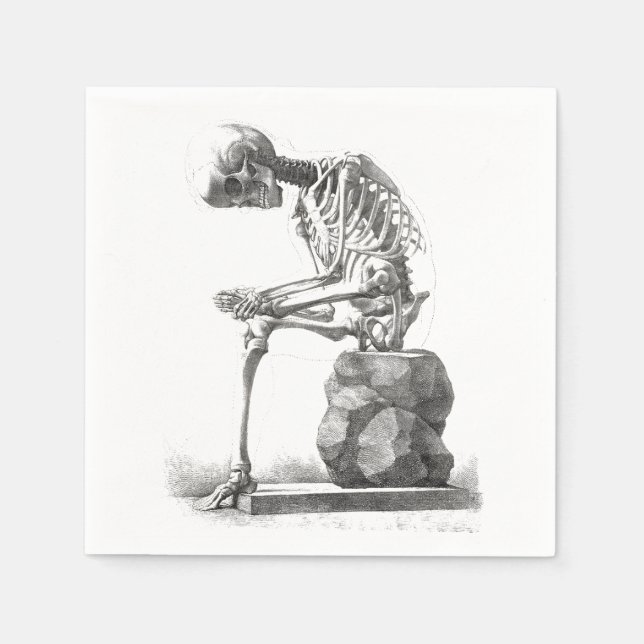 Anatomie des antiken Skeletts: gotisches Halloween Serviette (Vorderseite)