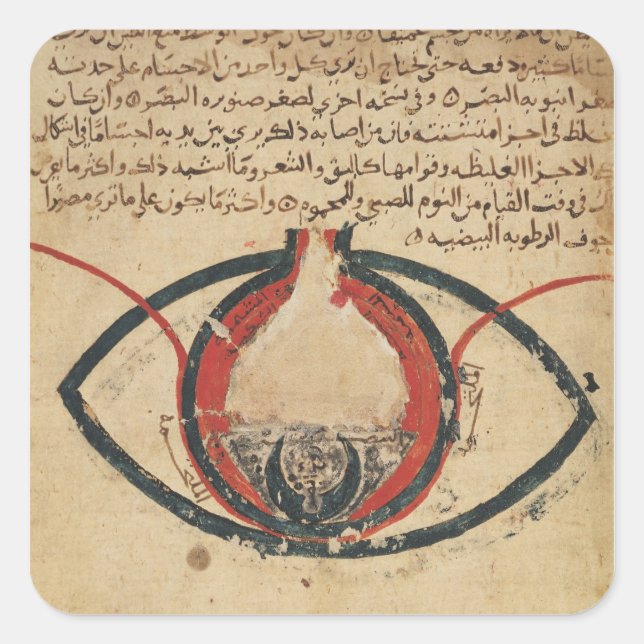 Anatomie des Auges, aus einem Buch über Augenkrank Quadratischer Aufkleber (Vorderseite)
