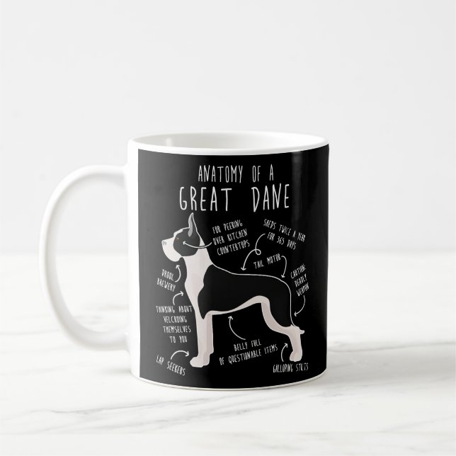Anatomie des gezüchteten Mantle Great Dane Dog Kaffeetasse (Links)
