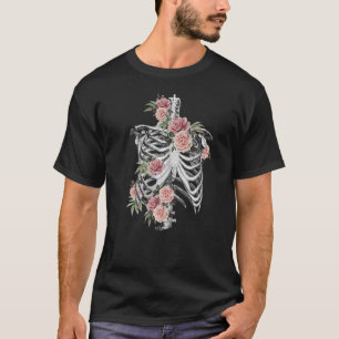 Anatomie des Menschen Skelettbänder mit rosa Rosen T-Shirt