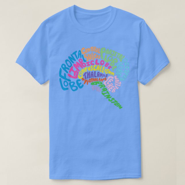 Anatomie des menschlichen Gehirns mit Typografie T-Shirt (Design vorne)