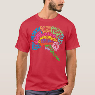 Anatomie des menschlichen Gehirns mit Typografie T-Shirt
