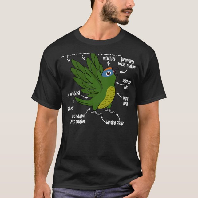 Anatomie des Papageis I Peach fronted Conure T-Shirt (Vorderseite)