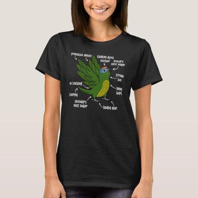 Anatomie des Papageis I Peach fronted Conure T-Shirt (Vorderseite)