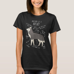 Anatomie des sibirischen Husky-Hundes Graue Mama N T-Shirt