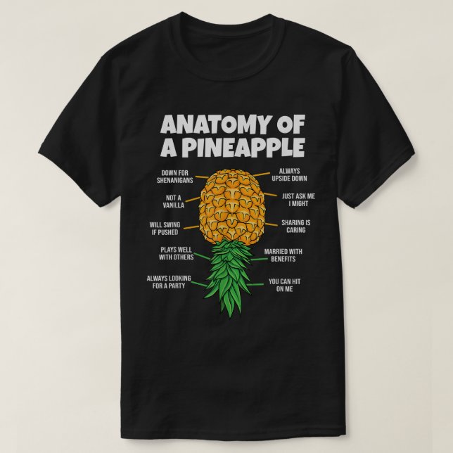 Anatomie eines Ananassschwingers auf der Unterseit T-Shirt (Design vorne)