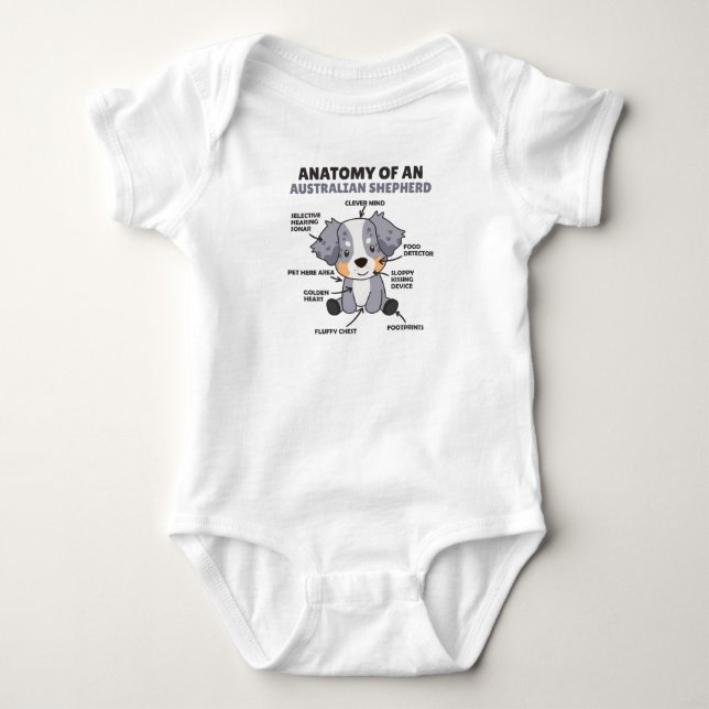Anatomie eines australischen Hirten süße Hunde Baby Strampler (Vorderseite)