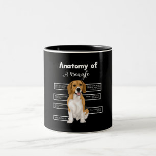 Anatomie eines Beagle Funny Hund Liebhaber Geschen Zweifarbige Tasse