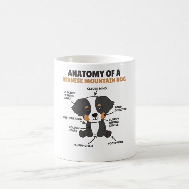 Anatomie eines Berner Hundes Niedliche Hunde Welpe Kaffeetasse (Mittel)
