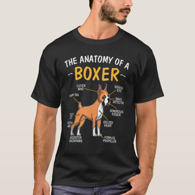 Anatomie eines Boxers für Hunde T-Shirt (Vorderseite)