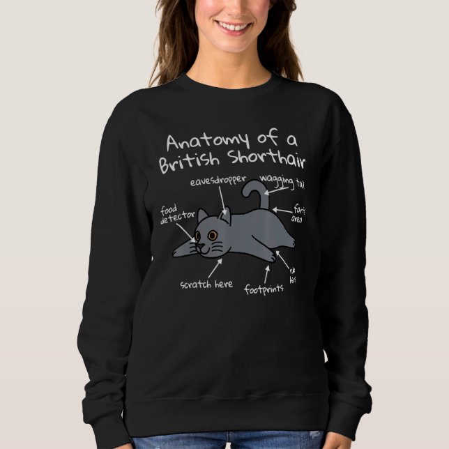 Anatomie eines britischen Kurzhaarkattieres Sweatshirt (Vorderseite)