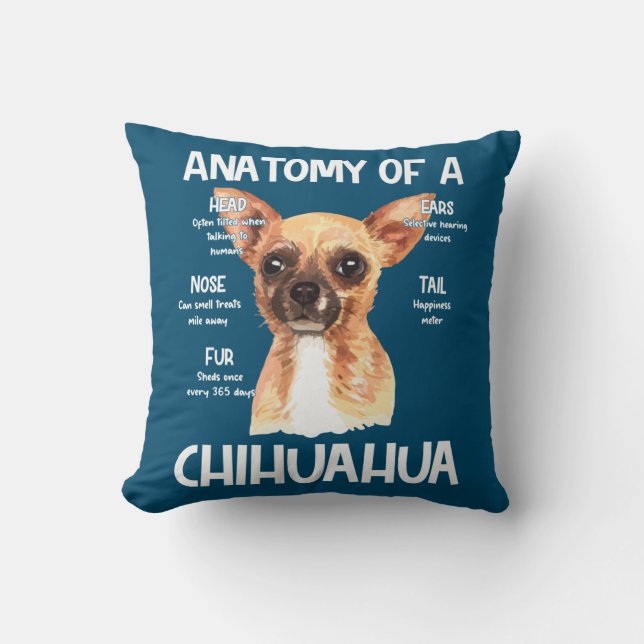 Anatomie eines Chihuahua für Hundeliebhaber Kissen (Vorderseite)
