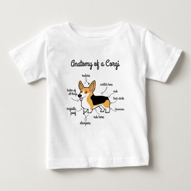 Anatomie eines Corgi Baby T-shirt (Vorderseite)