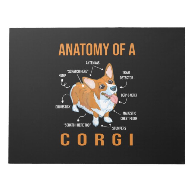 Anatomie eines Corgi Funny Dog Notizblock (Vorderseite)