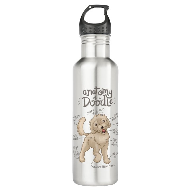 Anatomie eines Doodle Hundes Edelstahlflasche (Vorderseite)