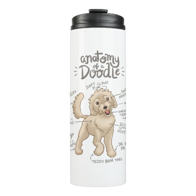 Anatomie eines Doodle Hundes Thermosbecher (Vorderseite)