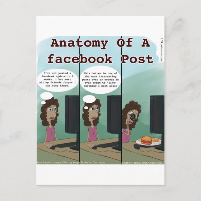 Anatomie eines Facebook Post Funny Postkarte (Vorderseite)